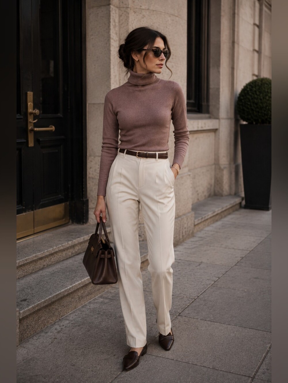 Aritzia Wilfred Rose Taupe Turtleneck Sweater Knit Top XXS